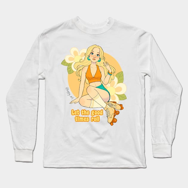 Skater Girl Long Sleeve T-Shirt by Kippy Art